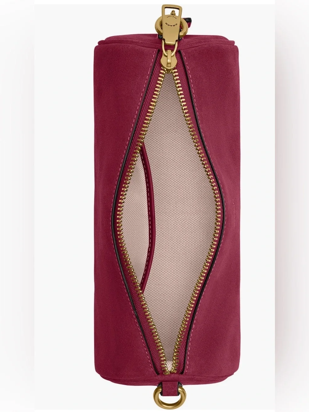 Coach Suede Barrel Shoulder Bag in Fuchsia